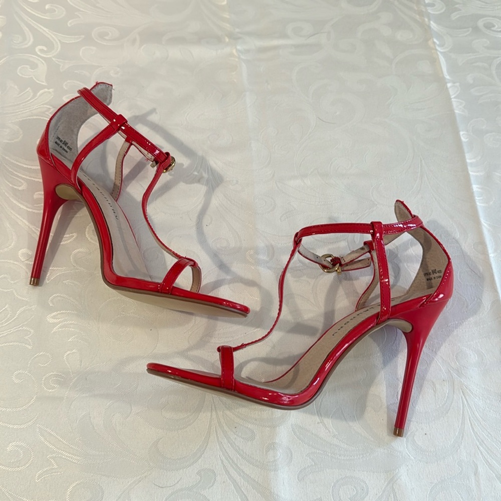 Red Patent Strappy High Heel Sandals - Women's